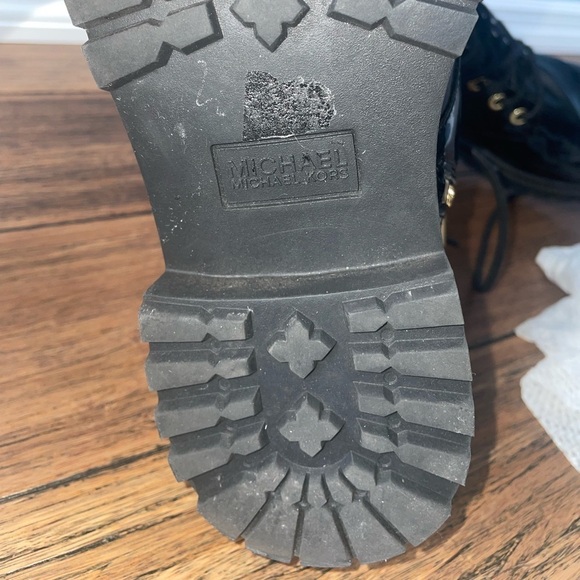 combat boots lace up monogram boots Michael Kors boots chunky boot Glossy black - Picture 11 of 13